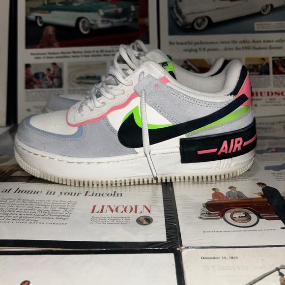 Nike Air Force 1 Shadow Sunset Pulse Green Pink Black Sneakers Womens 8.5 - Picture 1 of 14